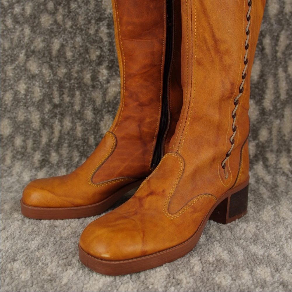 Frye-Style Tan Vintage Leather Calf Boots size 7 - Picture 6 of 16